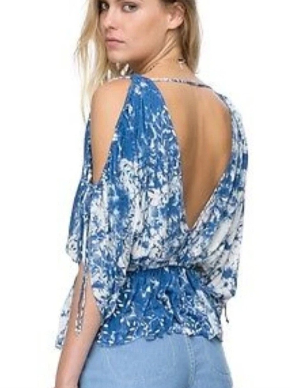 Free People Abracadabra Cold Shoulder Tie-Dye Top Womens Small